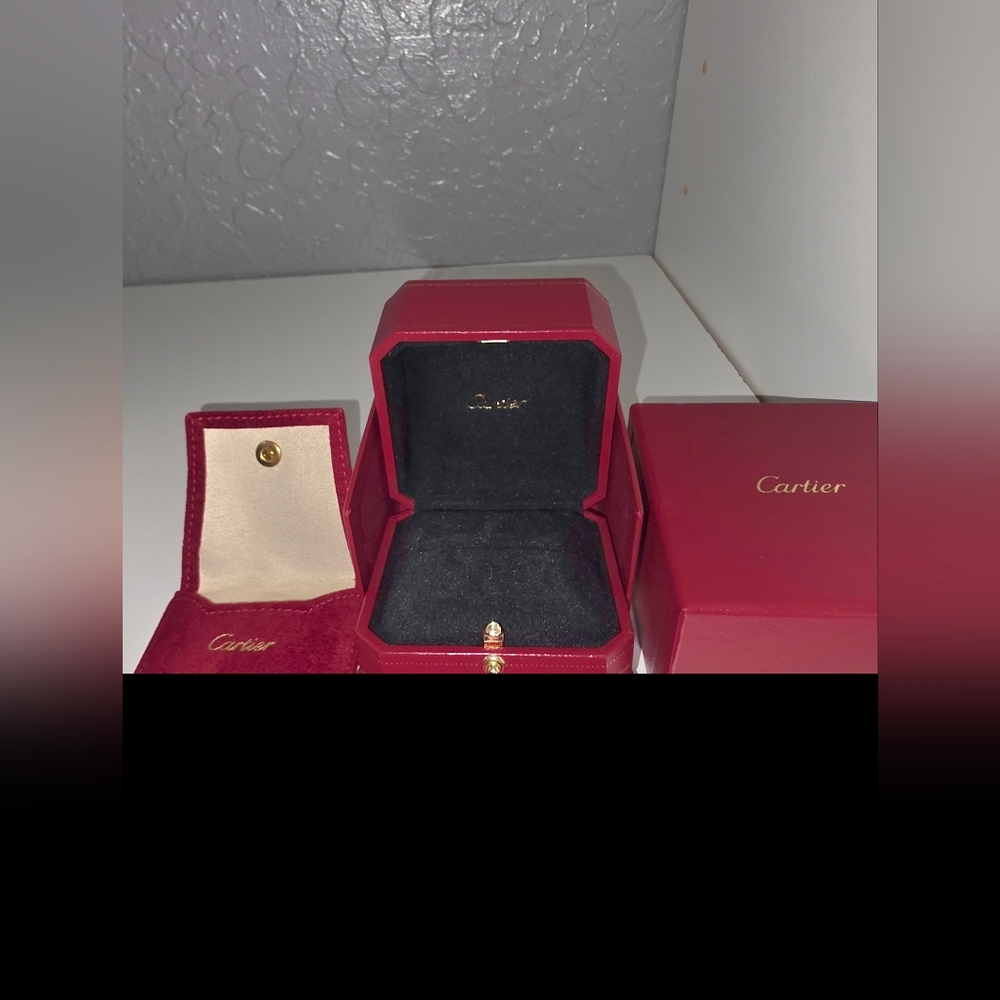 Cartier Red Jewelry Box with Gold Accents